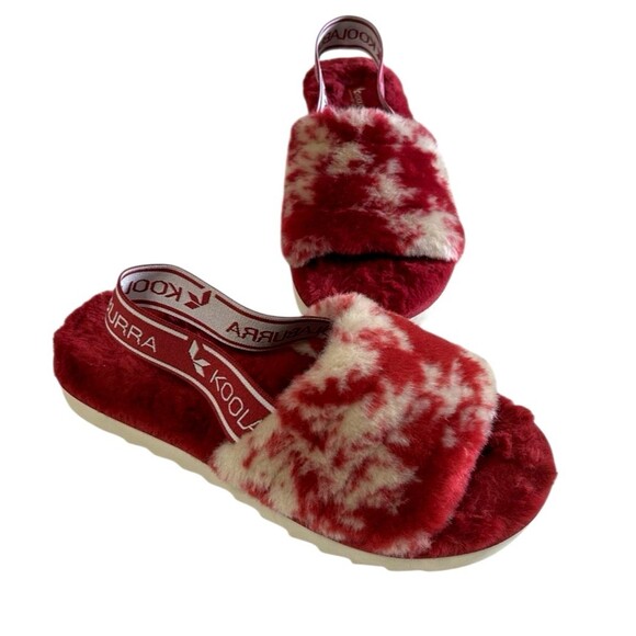 Koolaburra by UGG  Fuzz'n Faux Fur Slide Slipper  Red Tie Dye Womens Sz 7 - Picture 2 of 15